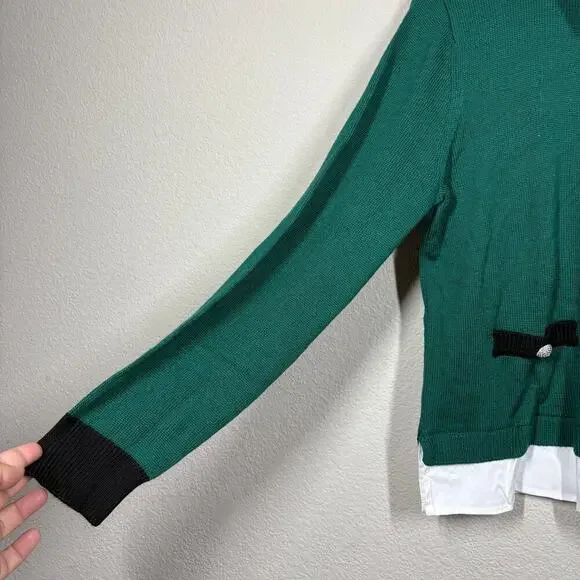 Karl Lagerfeld Medium Layered Look Sweater Veridian Green Long Sleeves - Picture 5 of 10